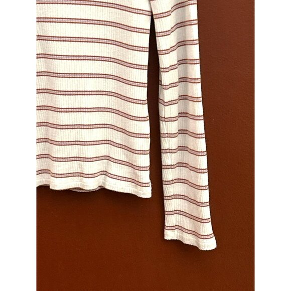 Veronica Beard Jeans Women's White Red Tal Stripe Henley Top Size Large Casual - Picture 2 of 7